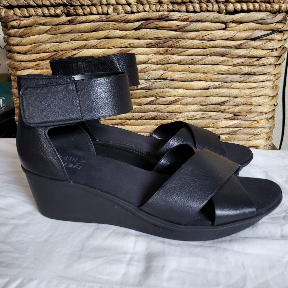Naturalizer Black Wedge Sandals